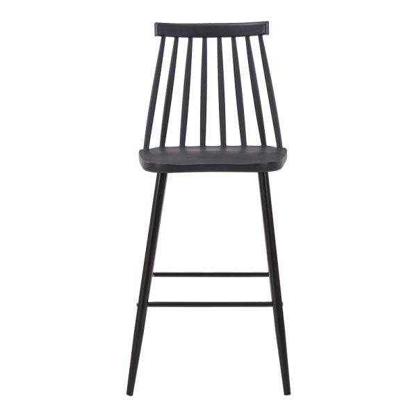 327 000050 2 2 Bar stool Aurora I pakoworld pp in black shade - blackl metal leg 42x47x99cmIndoor furniture > Bar stools