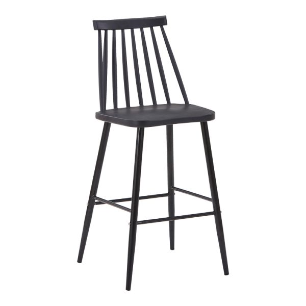 327 000050 4 Bar stool Aurora I pakoworld pp in black shade - blackl metal leg 42x47x99cmIndoor furniture > Bar stools