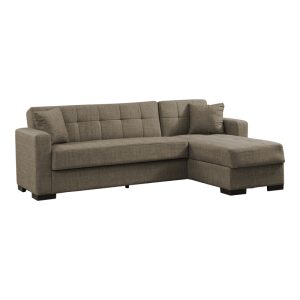328 000007 10 Reversible corner sofa-bed with storage space Kansas pakoworld brown fabric 235x150x80cmIndoor furniture > Cornered sofas