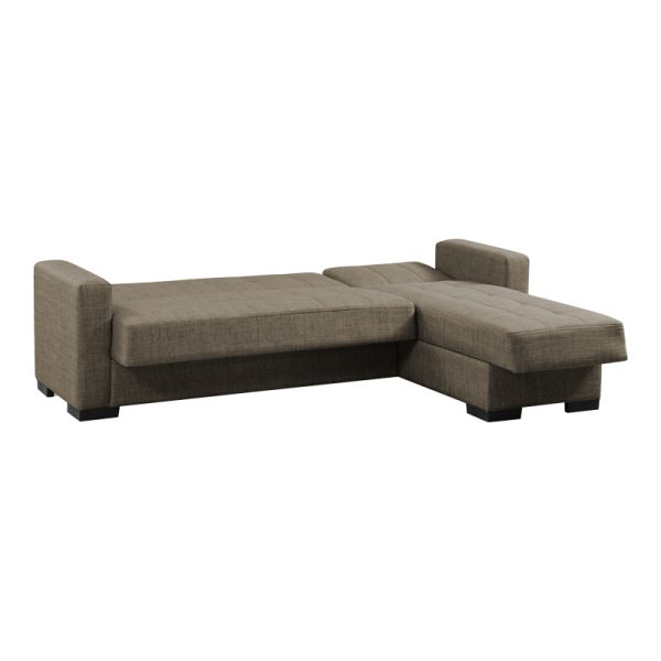 328 000007 2 7 Reversible corner sofa-bed with storage space Kansas pakoworld brown fabric 235x150x80cmIndoor furniture > Cornered sofas