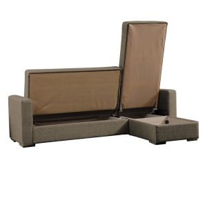 328 000007 3 7 Reversible corner sofa-bed with storage space Kansas pakoworld brown fabric 235x150x80cmIndoor furniture > Cornered sofas