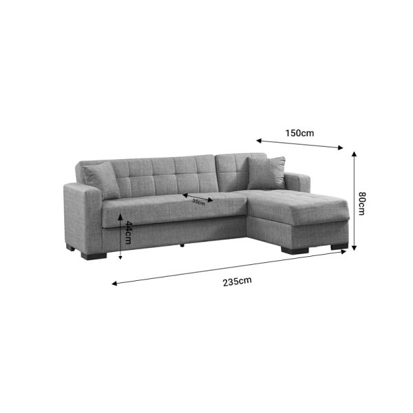 328 000007 4 7 Reversible corner sofa-bed with storage space Kansas pakoworld brown fabric 235x150x80cmIndoor furniture > Cornered sofas