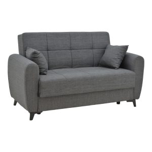 328 000021 7 Sofa-bed with storage two-seater Lincoln pakoworld charcoal fabric 165x75x85cmIndoor furniture > Sofas-bed