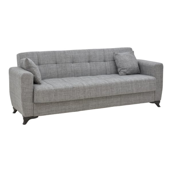 328 000027 6 Three-seater Modesto sofa-bed with storage space pakoworld gray fabric 215x85x80cmIndoor furniture > Sofas-bed