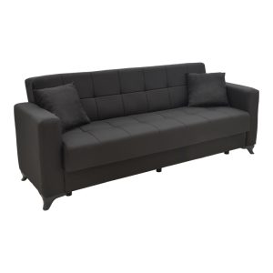 328 000029 7 Modesto pakoworld three-seater sofa-bed with storage space black fabric 215x85x80cmIndoor furniture > Sofas-bed