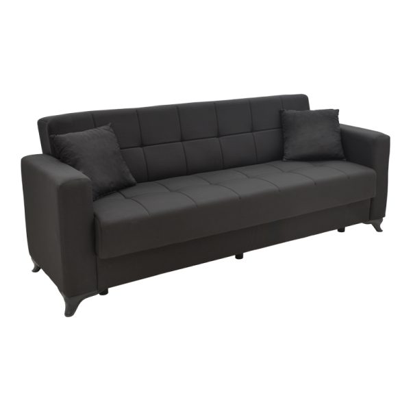328 000029 7 Modesto pakoworld three-seater sofa-bed with storage space black fabric 215x85x80cmIndoor furniture > Sofas-bed