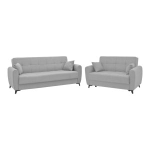 328 000038 8 Living room set 2 pieces Lincoln pakoworld fabric in light gray shadeIndoor furniture > Sofas