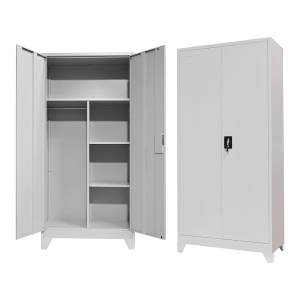 329 000007 16 Zogi pakoworld metal wardrobe with partition in light gray shade 90x45x190cmIndoor furniture > Home organization > Bathroom > Cabinets