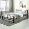 330 000003 5 Double bed Verpen pakoworld ξύλο σε καρυδί απόχρωση-black metal 150x190cmIndoor furniture > Beds