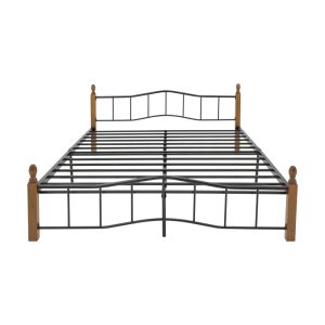 330 000008 2 2 Double bed Faryn pakoworld ξύλο σε καρυδί απόχρωση-black metal 140x190cmIndoor furniture > Beds
