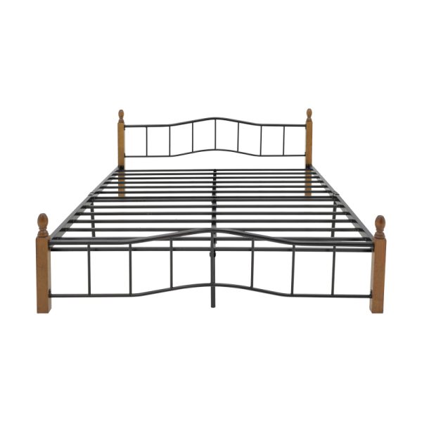 330 000008 2 2 Double bed Faryn pakoworld ξύλο σε καρυδί απόχρωση-black metal 140x190cmIndoor furniture > Beds