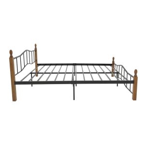 330 000008 3 2 Double bed Faryn pakoworld ξύλο σε καρυδί απόχρωση-black metal 140x190cmIndoor furniture > Beds