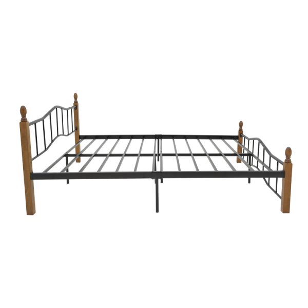 330 000008 3 2 Double bed Faryn pakoworld ξύλο σε καρυδί απόχρωση-black metal 140x190cmIndoor furniture > Beds