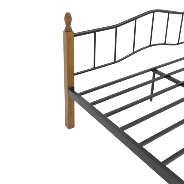 330 000008 4 2 Double bed Faryn pakoworld ξύλο σε καρυδί απόχρωση-black metal 140x190cmIndoor furniture > Beds