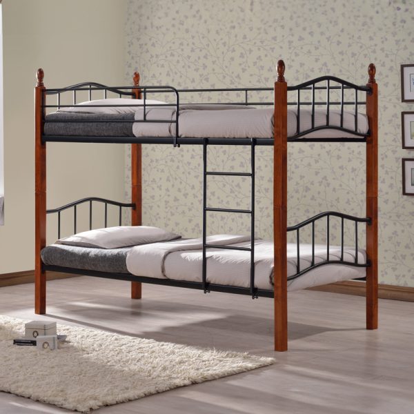 330 000010 5 Double decker Faryn pakoworld walnut color wood-black metal 90x190cmIndoor furniture > Beds