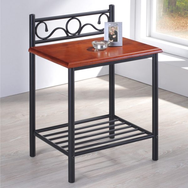 330 000015 9 Nightstand Kellien pakoworld walnut color wood-black metal 45x35x62cmSPRING OFFERS