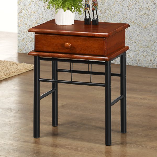 330 000016 5 Bedside table with drawer Marcole pakoworld walnut color wood-black metal 45x33x58cmSPRING OFFERS