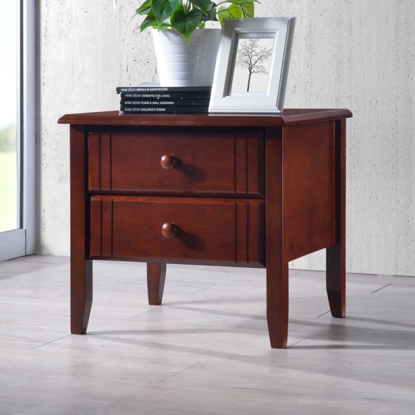 330 000018 5 Juliene I bedside table with drawers walnut color wood 50x44x46cmIndoor furniture > Bedside tables