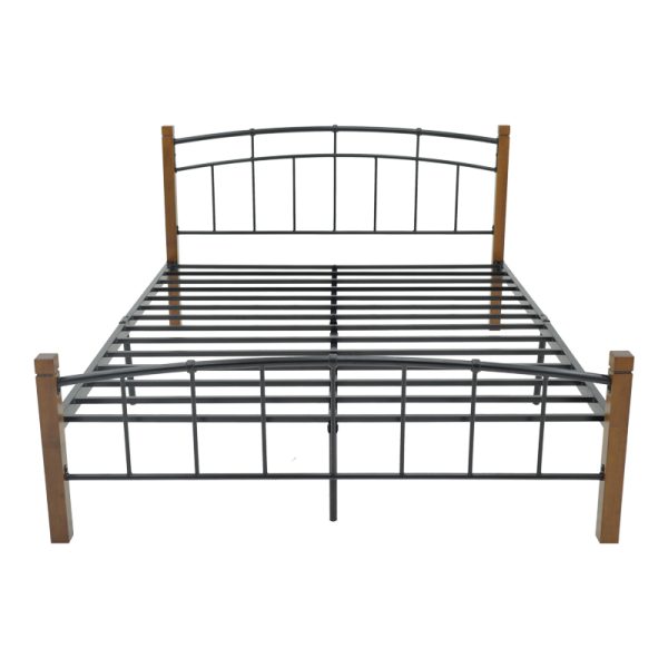 330 000019 2 2 Queen size bed Mandy pakoworld walnut color wood-black metal 150x200cmIndoor furniture > Beds