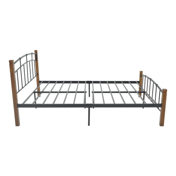 330 000019 3 2 Queen size bed Mandy pakoworld walnut color wood-black metal 150x200cmIndoor furniture > Beds
