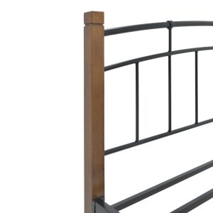 330 000019 4 2 Queen size bed Mandy pakoworld walnut color wood-black metal 150x200cmIndoor furniture > Beds