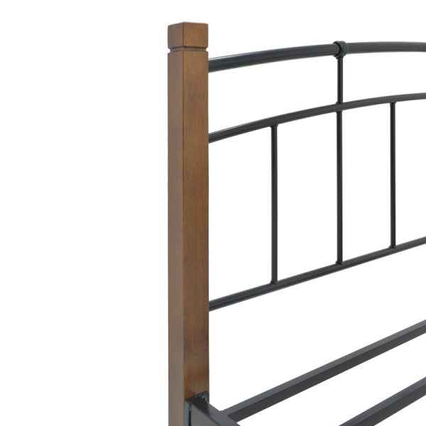330 000019 4 2 Queen size bed Mandy pakoworld walnut color wood-black metal 150x200cmIndoor furniture > Beds