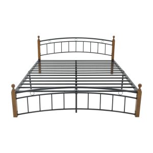 330 000020 2 2 Queen size bed Clarive pakoworld walnut color wood-black metal 150x200cmIndoor furniture > Beds