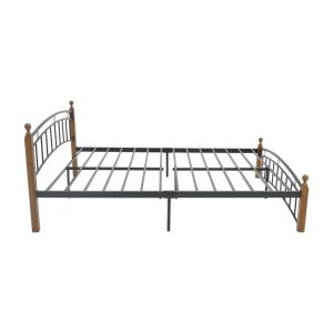 330 000020 3 2 Queen size bed Clarive pakoworld walnut color wood-black metal 150x200cmIndoor furniture > Beds