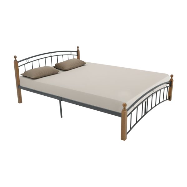 330 000020 5 Queen size bed Clarive pakoworld walnut color wood-black metal 150x200cmIndoor furniture > Beds