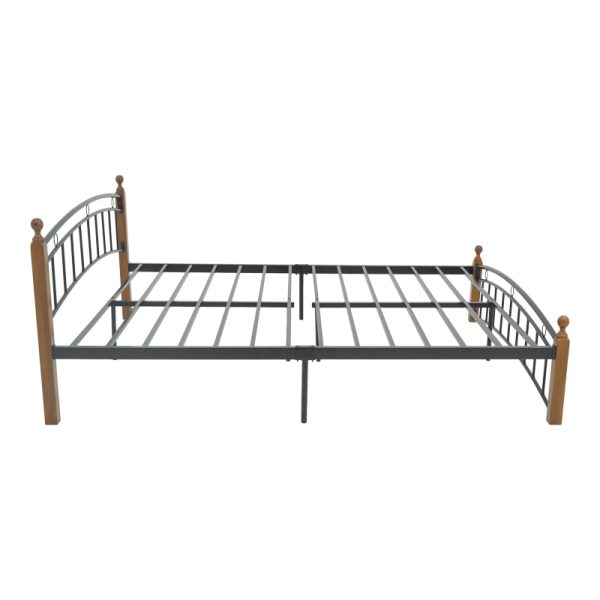 330 000021 3 7 Queen size bed Clarive pakoworld walnut color wood-black metal 160x200cmIndoor furniture > Beds