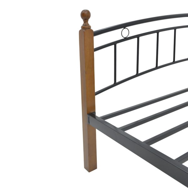330 000021 4 7 Queen size bed Clarive pakoworld walnut color wood-black metal 160x200cmIndoor furniture > Beds