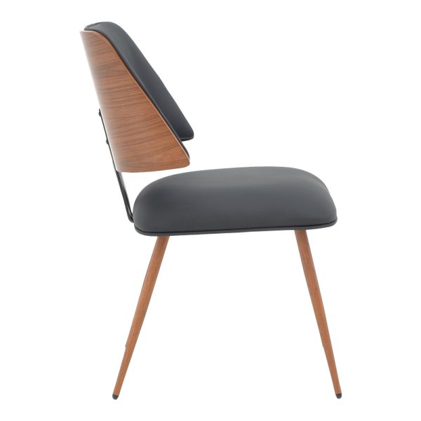 332 000002 2 2 Chair Ubane pakoworld black pu-walnut metal legs 53x62.5x85cmIndoor furniture > Chairs