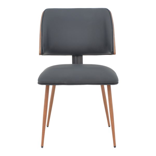 332 000002 3 2 Chair Ubane pakoworld black pu-walnut metal legs 53x62.5x85cmIndoor furniture > Chairs