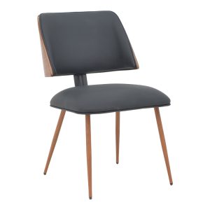 332 000002 5 Chair Ubane pakoworld black pu-walnut metal legs 53x62.5x85cmIndoor furniture > Chairs