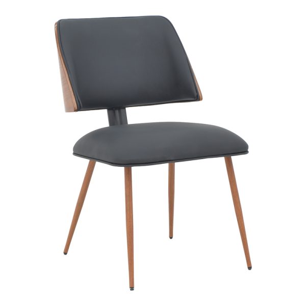 332 000002 5 Chair Ubane pakoworld black pu-walnut metal legs 53x62.5x85cmIndoor furniture > Chairs