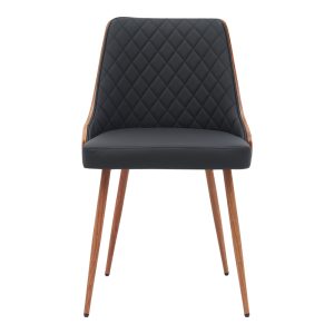 332 000004 3 2 Chair Korome pakoworld black pu-walnut metal legs 50x58.5x78cmIndoor furniture > Chairs