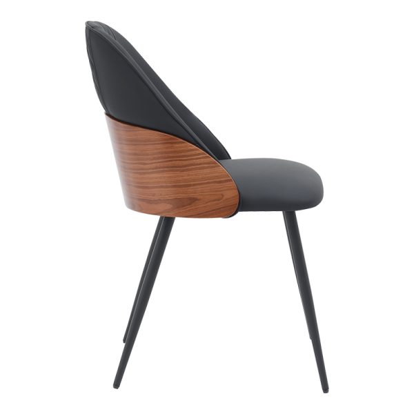 332 000008 2 3 Chair Konny pakoworld black pu-walnut metal 48x59x80cmIndoor furniture > Chairs