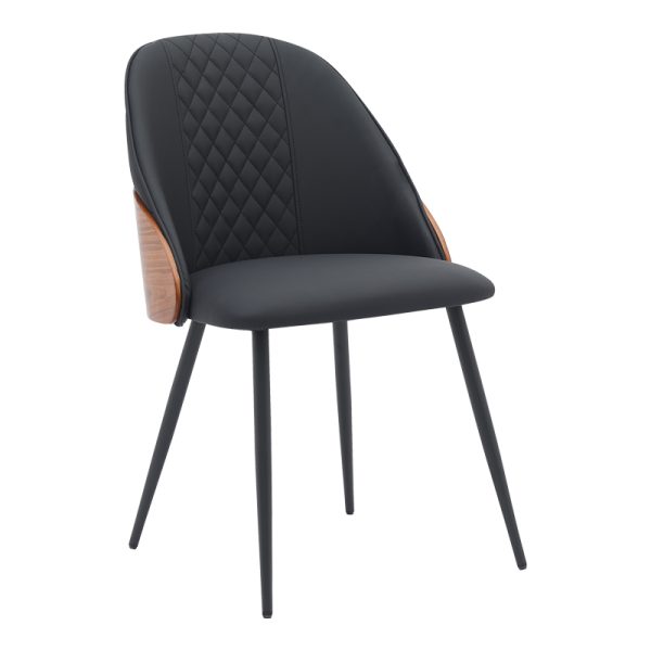 332 000008 6 Chair Konny pakoworld black pu-walnut metal 48x59x80cmIndoor furniture > Chairs