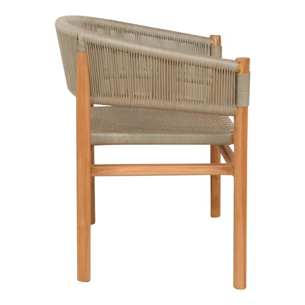 333 000001 2 4 Kajone armchair pakoworld teak wood skeleton in natural shade and cream pe rope 62x55x75cmBOHO CHIC > Chairs and Armchairs