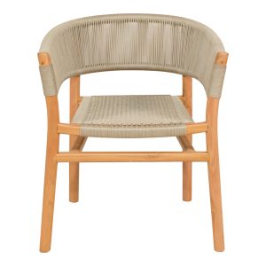 333 000001 3 4 Kajone armchair pakoworld teak wood skeleton in natural shade and cream pe rope 62x55x75cmBOHO CHIC > Chairs and Armchairs
