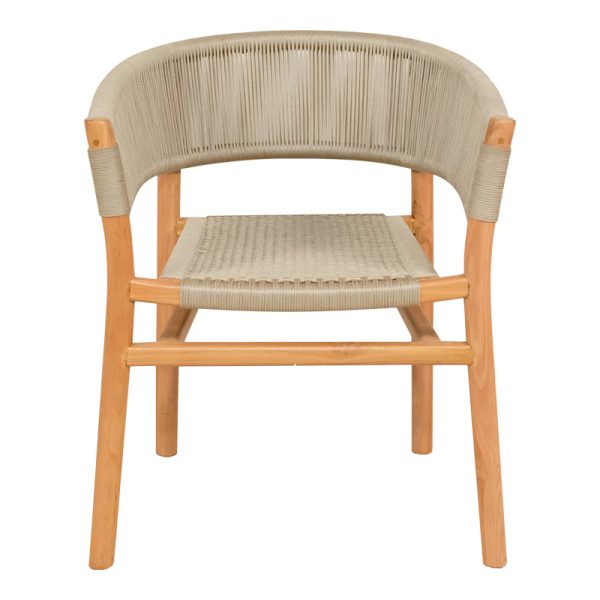333 000001 3 4 Kajone armchair pakoworld teak wood skeleton in natural shade and cream pe rope 62x55x75cmBOHO CHIC > Chairs and Armchairs