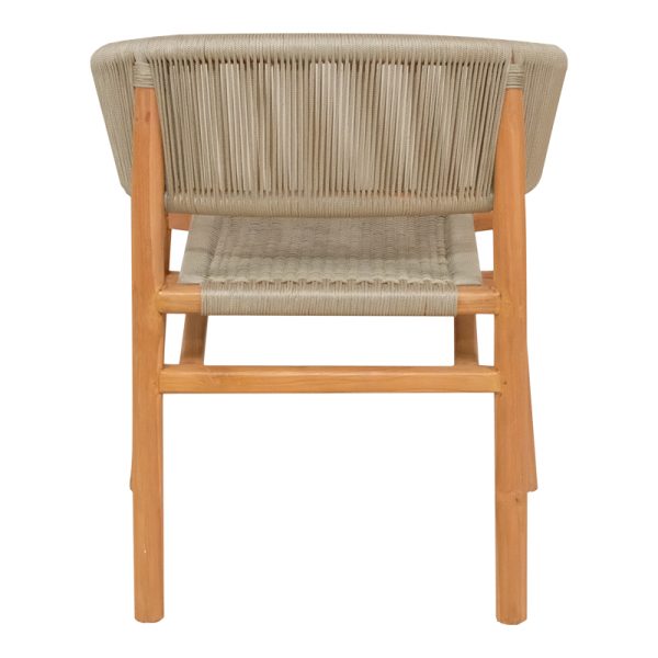 333 000001 4 4 Kajone armchair pakoworld teak wood skeleton in natural shade and cream pe rope 62x55x75cmBOHO CHIC > Chairs and Armchairs