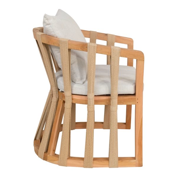 333 000002 2 3 Armchair Morani pakoworld teak wood skeleton and fabric in natural shade 61x66x75cmBOHO CHIC > Chairs and Armchairs