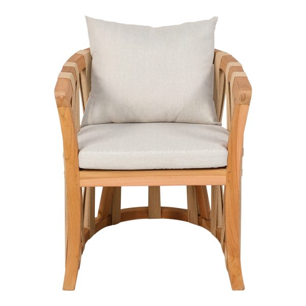 333 000002 3 3 Armchair Morani pakoworld teak wood skeleton and fabric in natural shade 61x66x75cmBOHO CHIC > Chairs and Armchairs