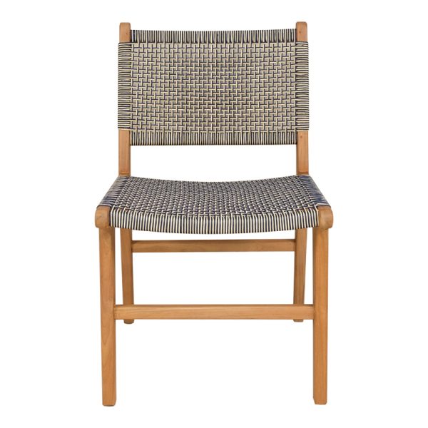 333 000004 3 3 Darien chair pakoworld teak wood skeleton in natural shade and cream-black pe rope 52x62x86cmBOHO CHIC > Chairs and Armchairs