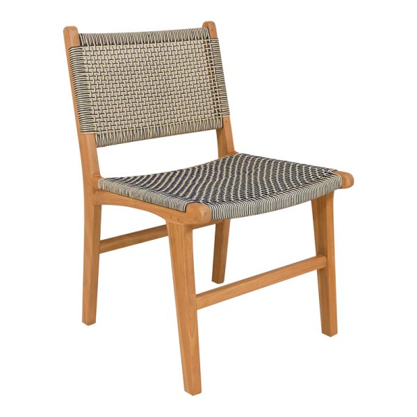 333 000004 6 Darien chair pakoworld teak wood skeleton in natural shade and cream-black pe rope 52x62x86cmBOHO CHIC > Chairs and Armchairs