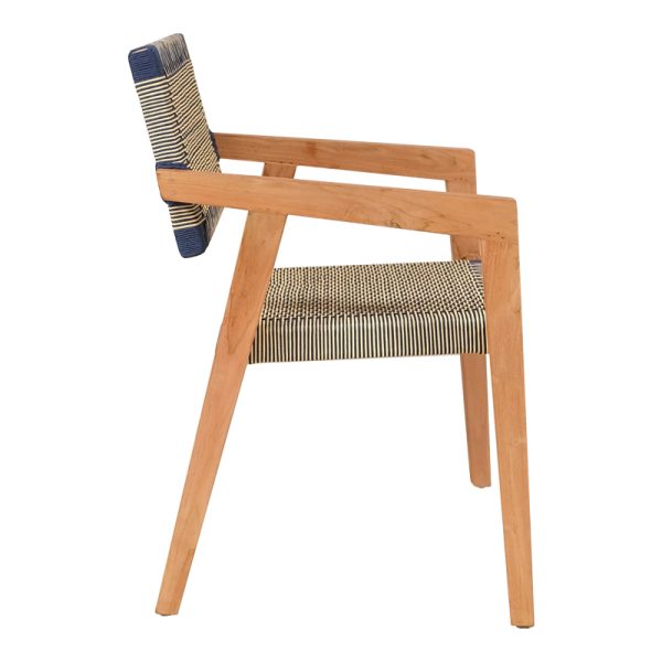 333 000005 2 5 Armchair Salama pakoworld teak wood skeleton in natural shade and cream-black pe rope 57x60x85cmBOHO CHIC > Chairs and Armchairs