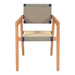 333 000005 3 5 Armchair Salama pakoworld teak wood skeleton in natural shade and cream-black pe rope 57x60x85cmBOHO CHIC > Chairs and Armchairs