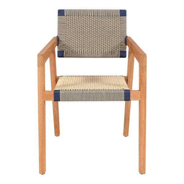 333 000005 3 5 Armchair Salama pakoworld teak wood skeleton in natural shade and cream-black pe rope 57x60x85cmBOHO CHIC > Chairs and Armchairs