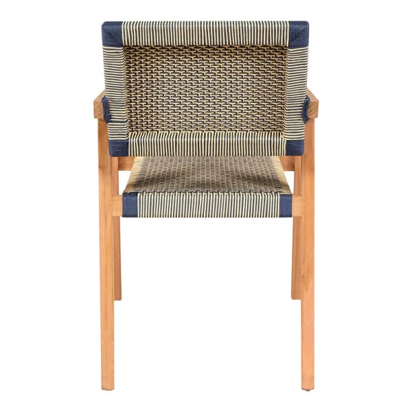 333 000005 4 5 Armchair Salama pakoworld teak wood skeleton in natural shade and cream-black pe rope 57x60x85cmBOHO CHIC > Chairs and Armchairs